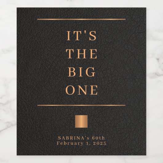 Zwart goud elegante verjaardag gepersonaliseerd wijn etiket (Enkel label)