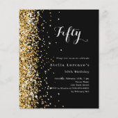 Zwart goud elegante verjaardagsuitnodiging (Voorkant)