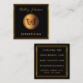 Zwart & Goud Elegante Vlinder Esthetician Classic Vierkante Visitekaartje (Voorkant / Achterkant)