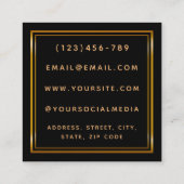 Zwart & Goud Elegante Vlinder Esthetician Classic Vierkante Visitekaartje (Achterkant)