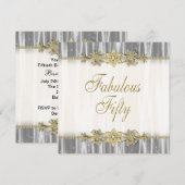 Zwart Goud Elegante Vrouwen 50ste Verjaardagsfeest Kaart (Voorkant / Achterkant)