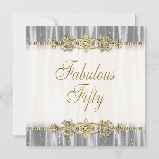 Zwart Goud Elegante Vrouwen 50ste Verjaardagsfeest Kaart (Voorkant)