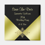 Zwart & Goud Elegantie 70e Verjaardag Save The Dat Magneet (Voorkant)