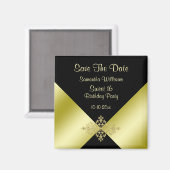 Zwart & Goud Elegantie Sweet 16 Save The Date Magneet (Voorkant / Achterkant)