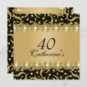 Zwart goud "elke leeftijd" elegant feest kaart (Voorkant / Achterkant)