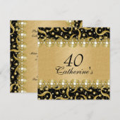 Zwart goud "elke leeftijd" elegante feestje kaart (Voorkant / Achterkant)