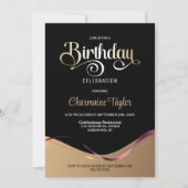 Zwart Goud Elke leeftijd Verjaardagsfeest Uitnodig Kaart (Voorkant)