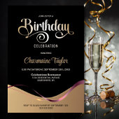 Zwart Goud Elke leeftijd Verjaardagsfeest Uitnodig Kaart