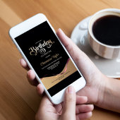 Zwart Goud Elke leeftijd Verjaardagsfeest Uitnodig Kaart