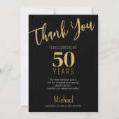 Zwart goud elke leeftijd verjaardagsfeestje dank u kaart (Voorkant)