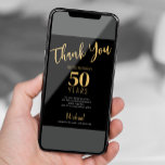 Zwart goud elke leeftijd verjaardagsfeestje dank u kaart<br><div class="desc">Eenvoudige moderne vette typografie elke leeftijd mijlpaal verjaardag dank u kaart sjabloon (afdrukbare digitale download beschikbaar) met uw aangepaste tekst en handtekening.</div>
