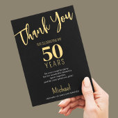 Zwart goud elke leeftijd verjaardagsfeestje dank u kaart