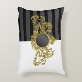 Zwart Goud Embleem Witte Tuxedo Ring Drager Kussen (Voorkant(Verticaal))