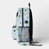 Zwart, Goud en Blauw Celestial Zon Maan Sterren Bedrukte Rugzak (Rechts)