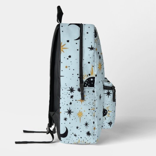 Zwart, Goud en Blauw Celestial Zon Maan Sterren Bedrukte Rugzak (Links)