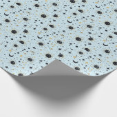 Zwart, Goud en Blauw Celestial Zon Maan Sterren Cadeaupapier (Hoek)