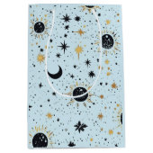 Zwart, Goud en Blauw Celestial Zon Maan Sterren Medium Cadeauzakje (Voorkant)