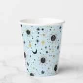 Zwart, Goud en Blauw Celestial Zon Maan Sterren Papieren Bekers (Achterkant)