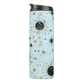Zwart, Goud en Blauw Celestial Zon Maan Sterren Thermosbeker (Geroteerd rechts)