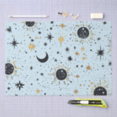 Zwart, Goud en Blauw Celestial Zon Maan Sterren Tissuepapier (Craft)