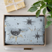 Zwart, Goud en Blauw Celestial Zon Maan Sterren Tissuepapier (Geschenk)