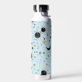Zwart, Goud en Blauw Celestial Zon Maan Sterren Waterfles (Links)