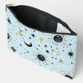 Zwart, Goud en Blauw Hemelzon Maan Sterren Etui