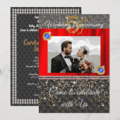 Zwart goud en blauw saffiert vijfde Jubileum voor  Kaart (Voorkant / Achterkant)