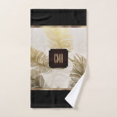 Zwart, goud en bruin ventilator - Monogram Bad Handdoek (Handdoek)
