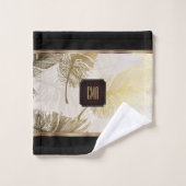 Zwart, goud en bruin ventilator - Monogram Bad Handdoek (Wasdoekje)
