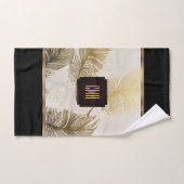 Zwart, goud en bruin ventilator - Monogram Bad Handdoek (Handdoek)