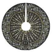 Zwart, goud en diamanten Glitter Sneeuwvlok Kerstboom Rok (Voorkant)