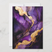 Zwart, Goud, en Donker Paarse Inkthuwelijk Kaart (Achterkant)