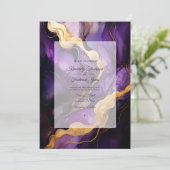 Zwart, Goud, en Donker Paarse Inkthuwelijk Kaart (Staand voorkant)