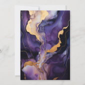 Zwart, Goud, en Donker Paarse Inkthuwelijk Kaart (Achterkant)