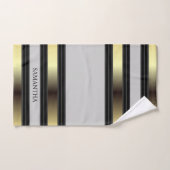 Zwart Goud en Grijs Geometrische Streepjesnaam Bad Handdoek (Handdoek)