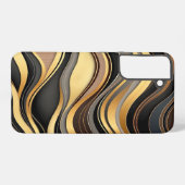 Zwart, Goud en Grijs Golfpatroon Samsung Galaxy Hoesje (Achterkant horizontaal)