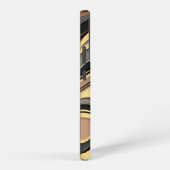 Zwart, Goud en Grijs Golfpatroon Samsung Galaxy Hoesje (Rechterkant)