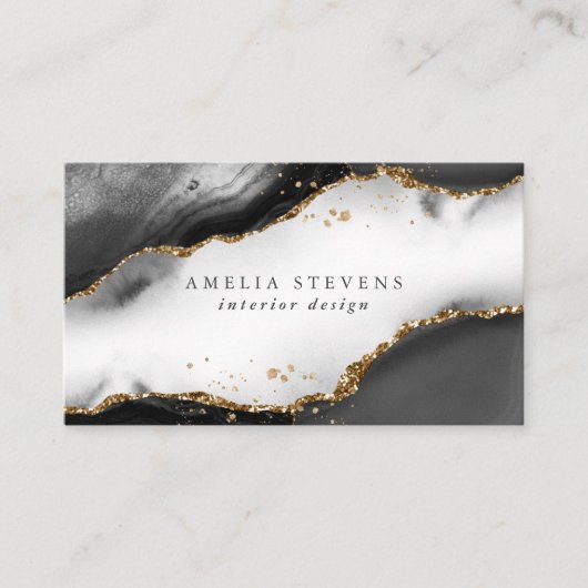 Zwart, goud en grijs mastaarten visitekaartje (Voorkant)