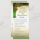 Zwart Goud en Groen Wedding Program Rack Kaart (Voorkant / Achterkant)