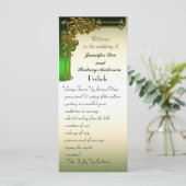 Zwart Goud en Groen Wedding Program Rack Kaart (Staand voorkant)