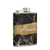 Zwart, goud en marmer met goudfolie en glitter heupfles (Rechts)