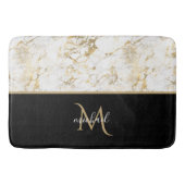 Zwart goud en marmer monogram Elegant Luxury Badmat (Voorkant)
