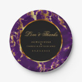 Zwart, goud en Paarse marmer Papieren Bordje (Voorkant)