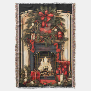 Zwart Goud en Rood  Open haard Garland Deken