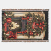 Zwart Goud en Rood  Open haard Garland Deken (Voorkant)