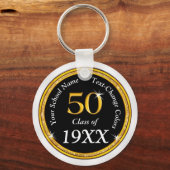 Zwart, goud en wit, 50e klasse Reunion Favors Sleutelhanger (Voorkant)