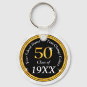 Zwart, goud en wit, 50e klasse Reunion Favors Sleutelhanger (Achterkant)