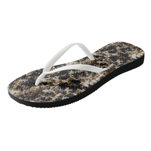 Zwart goud en wit abstract teenslippers (Schuin)