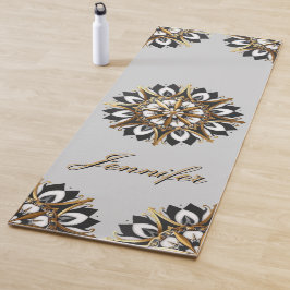 Zwart Goud en Wit Geometrisch Ontwerp Yogamat